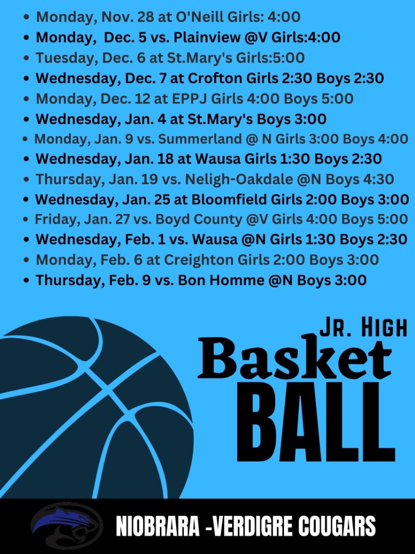 Niobrara Public Schools Jr. High Basketball Schedule 22/23